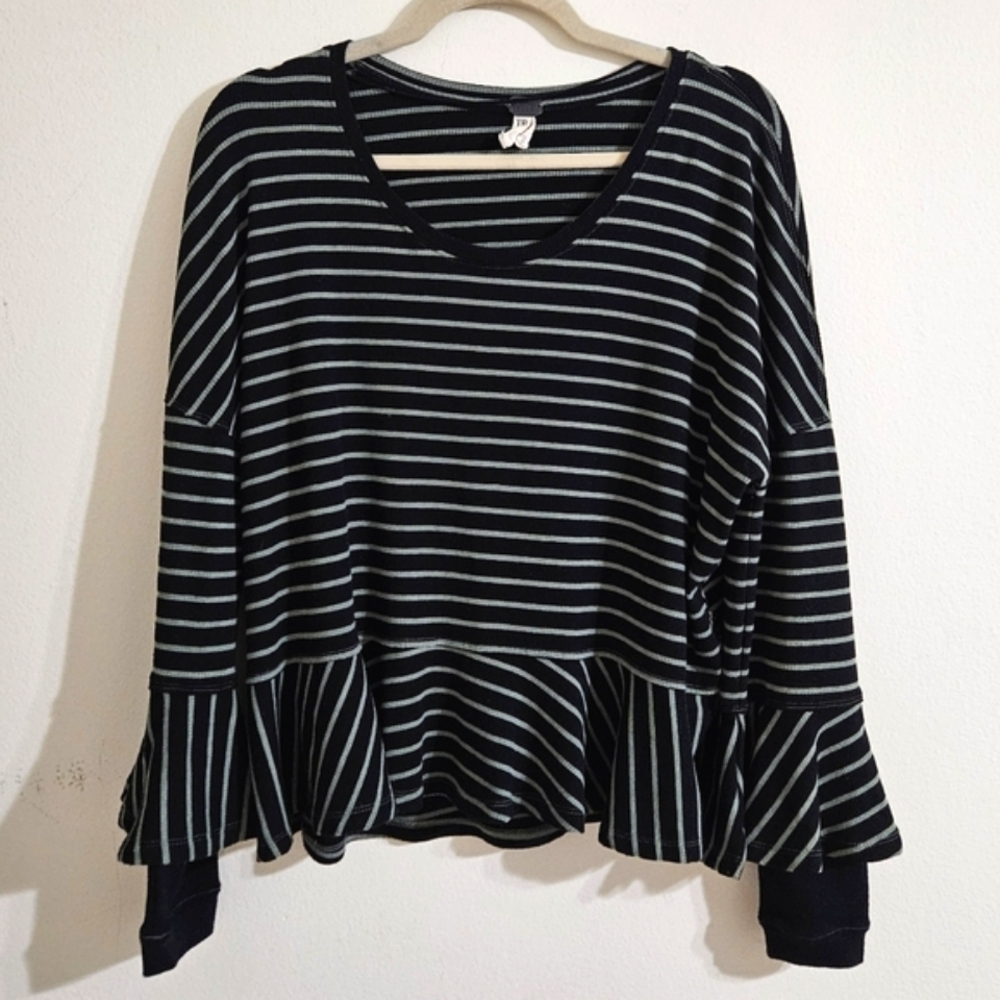 We The Free Striped Peplum Top